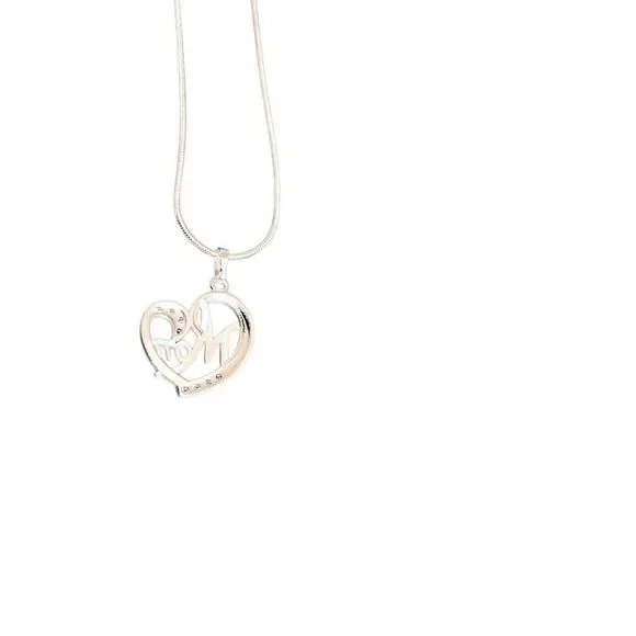 Mom Mother Sterling Silver 925 Heart Gem Pendant on Snake Rope Chain Necklace - Picture 6 of 14
